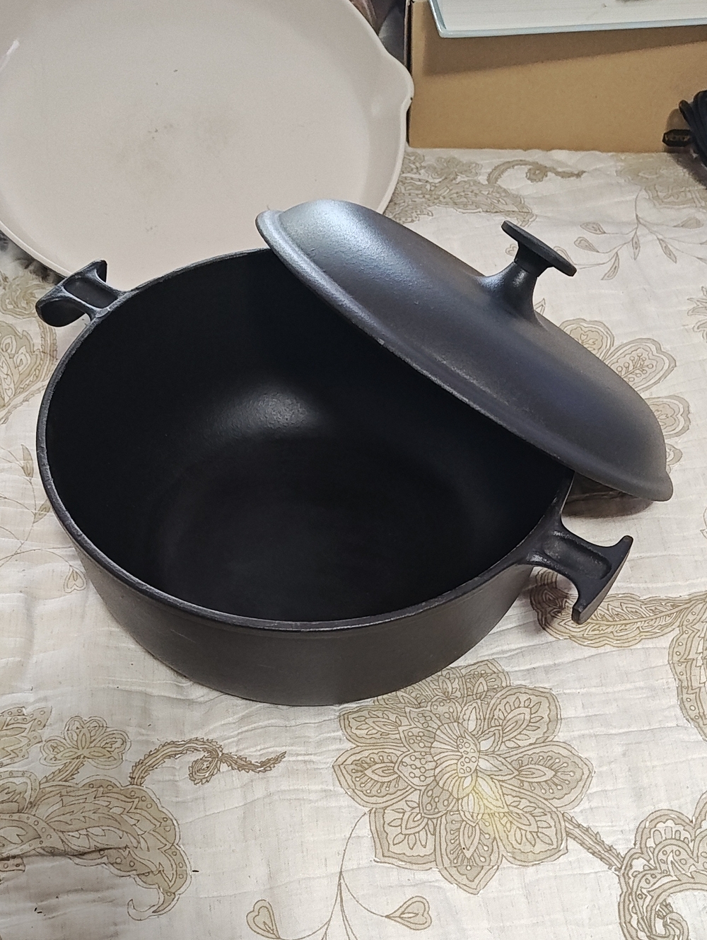 Vintage 1970s Le Creuset "La Mamma" #26 Matte Black Cast Iron Dutch Oven by Enzo